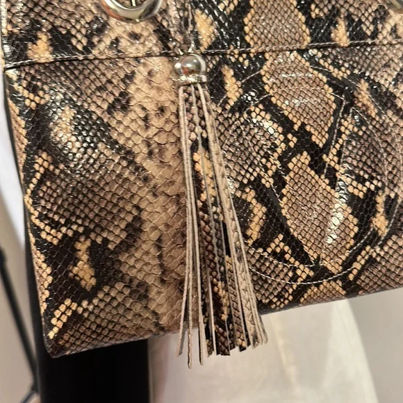 NWT Mario Valentino snake print leather shoulder bag - Picture 5 of 14